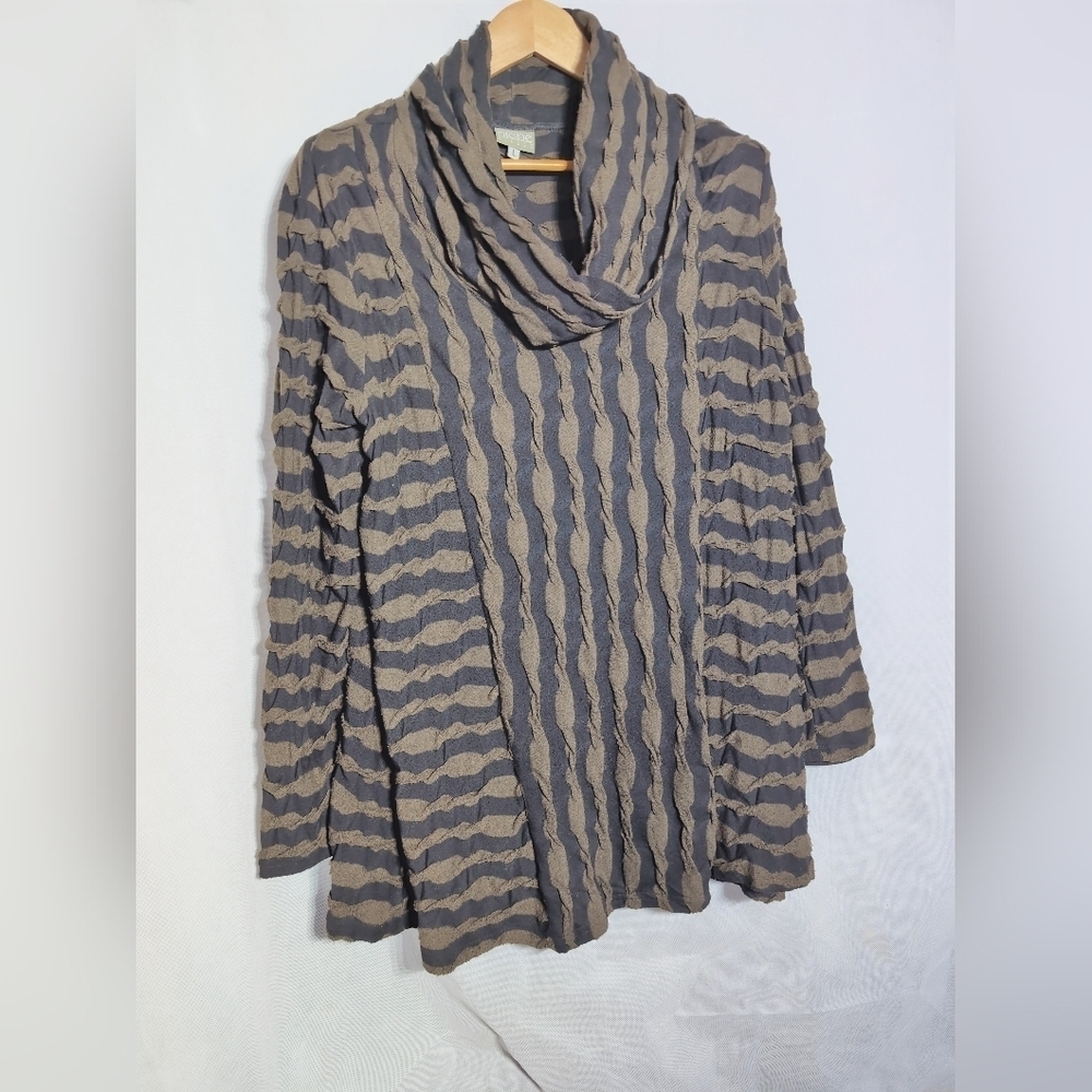 Vintage Niche Nilgun Derman Sz L Striped Cowl Neck Tunic